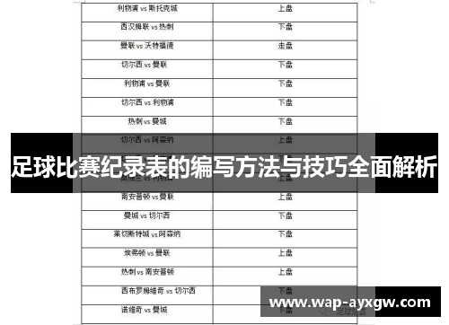 足球比赛纪录表的编写方法与技巧全面解析